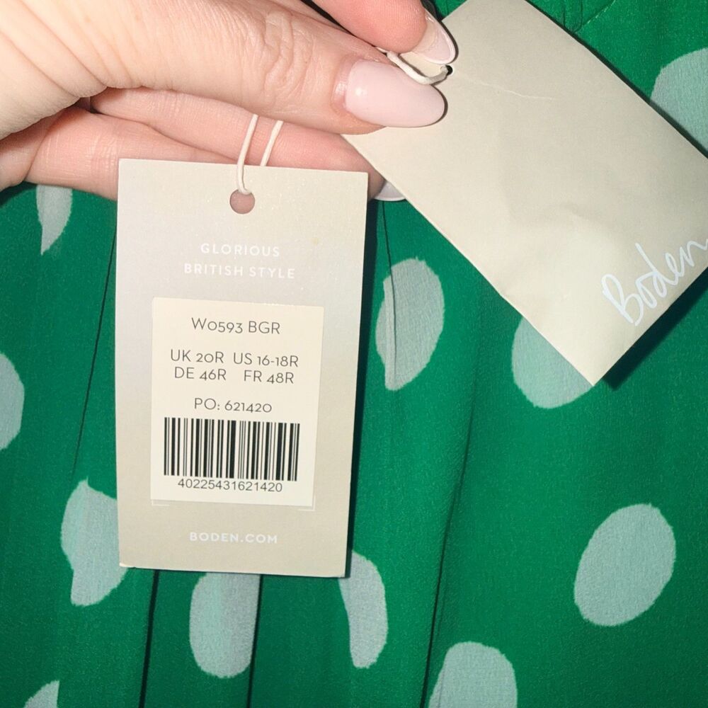 Boden Polka Dot Dress - Green/White 16/18 - Picture 5 of 9